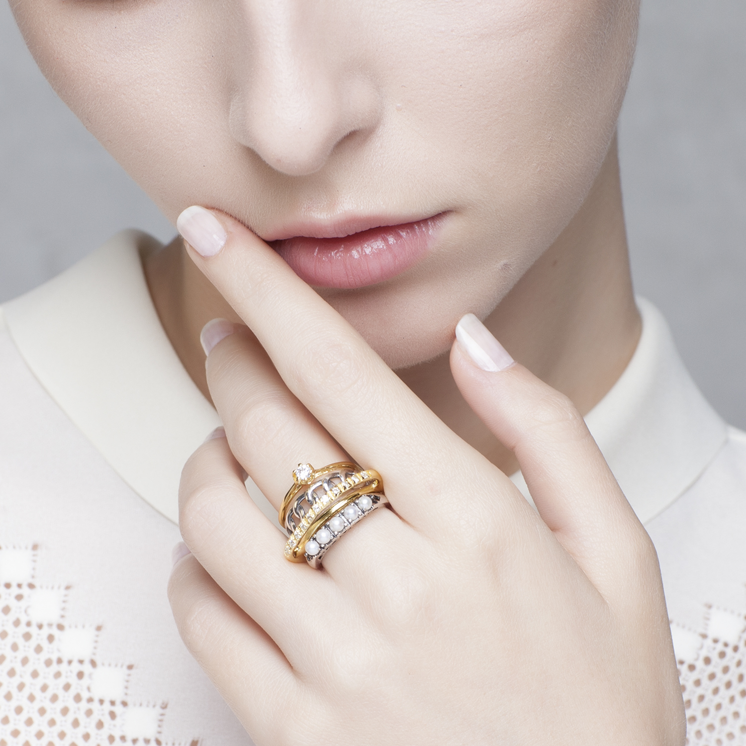 4 rings with river pearls - IOSSELLIANI jewellery